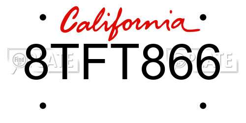 8TFT866 California License Plate