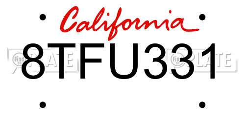 8TFU331 California License Plate