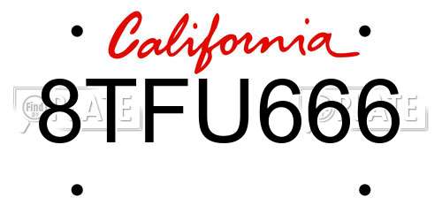 8TFU666 California License Plate