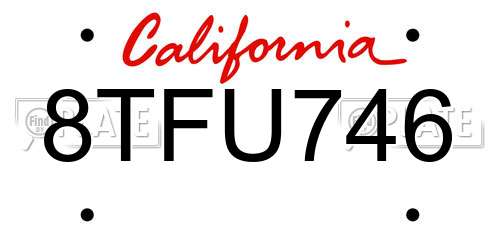 8TFU746 California License Plate