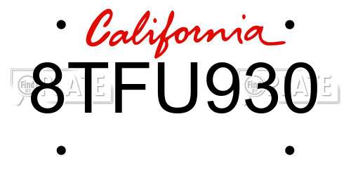 8TFU930 California License Plate