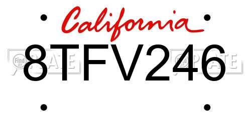 8TFV246 California License Plate