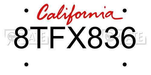 8TFX836 California License Plate