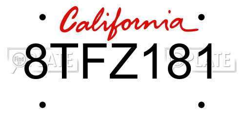 8TFZ181 California License Plate