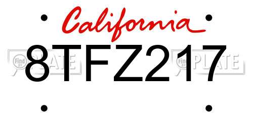8TFZ217 California License Plate