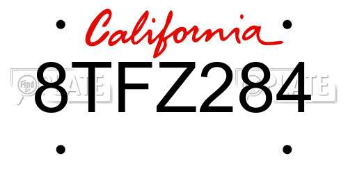 8TFZ284 California License Plate