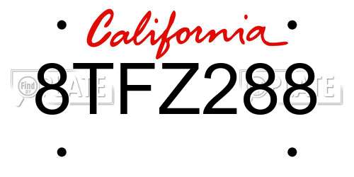 8TFZ288 California License Plate