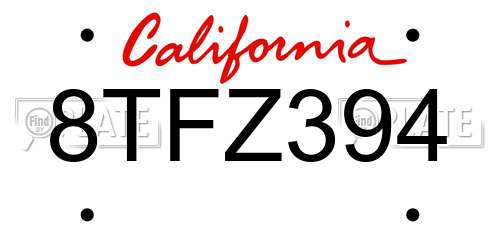 8TFZ394 California License Plate