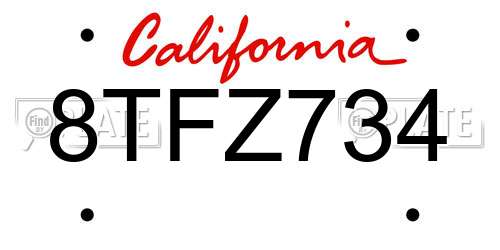 8TFZ734 California License Plate