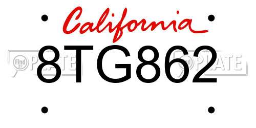8TG862 California License Plate