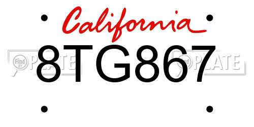 8TG867 California License Plate