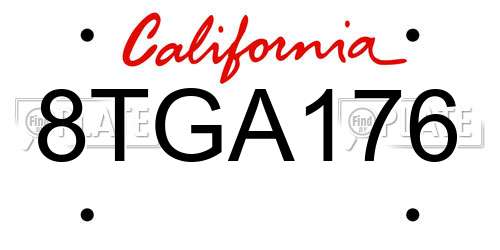 8TGA176 California License Plate