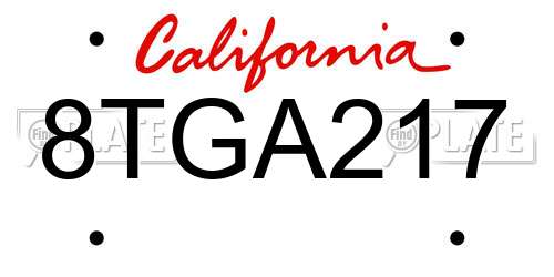 8TGA217 California License Plate
