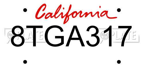 8TGA317 California License Plate