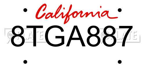 8TGA887 California License Plate