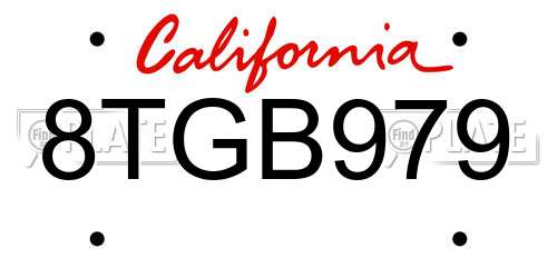 8TGB979 California License Plate