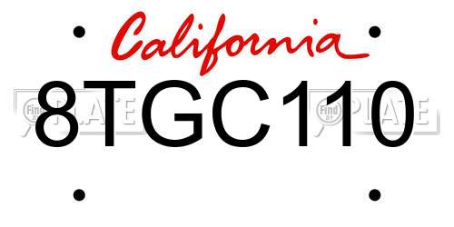 8TGC110 California License Plate