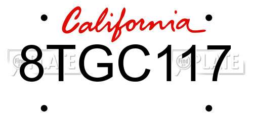 8TGC117 California License Plate