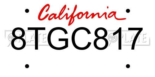 8TGC817 California License Plate