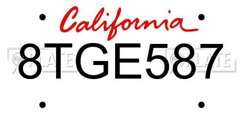 8TGE587 California License Plate