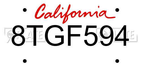 8TGF594 California License Plate
