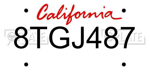8TGJ487 California License Plate