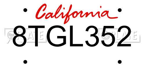 8TGL352 California License Plate