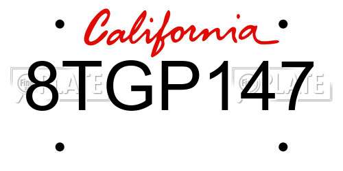 8TGP147 California License Plate
