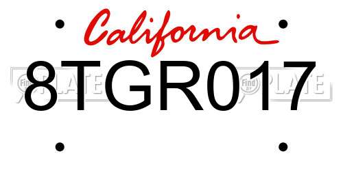 8TGR017 California License Plate