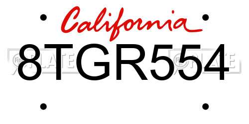 8TGR554 California License Plate