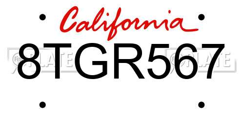 8TGR567 California License Plate