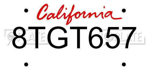 8TGT657 California License Plate