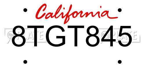 8TGT845 California License Plate