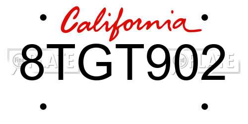 8TGT902 California License Plate