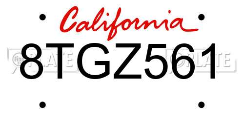 8TGZ561 California License Plate