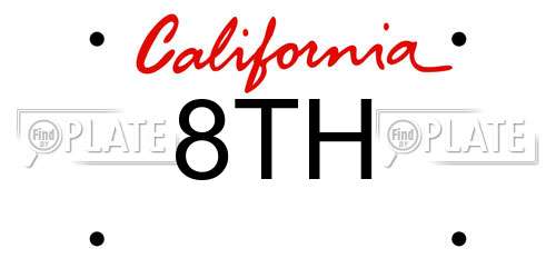 8TH California License Plate
