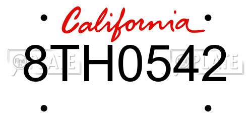 8TH0542 California License Plate