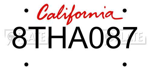 8THA087 California License Plate