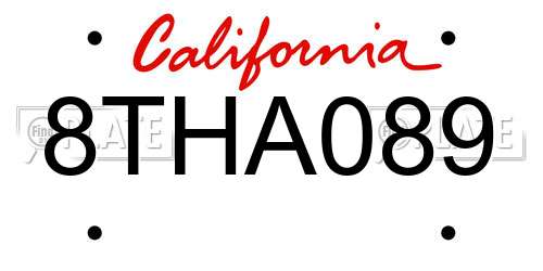 8THA089 California License Plate