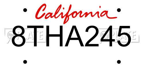 8THA245 California License Plate