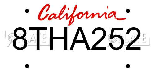 8THA252 California License Plate