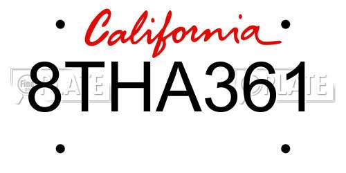 8THA361 California License Plate