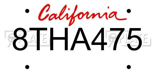 8THA475 California License Plate