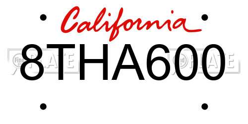 8THA600 California License Plate