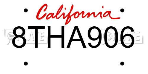 8THA906 California License Plate