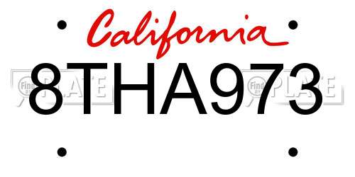 8THA973 California License Plate