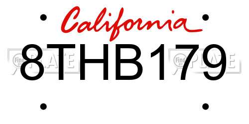 8THB179 California License Plate