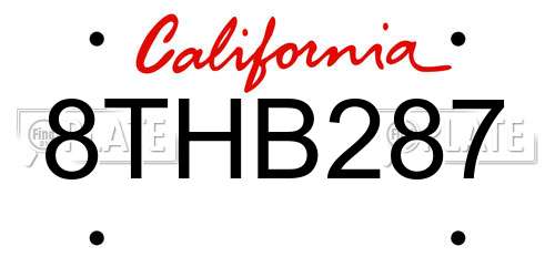 8THB287 California License Plate