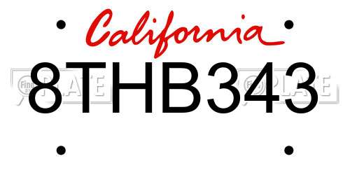 8THB343 California License Plate
