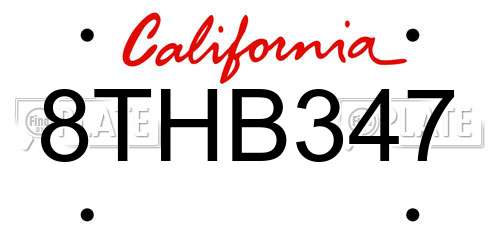8THB347 California License Plate